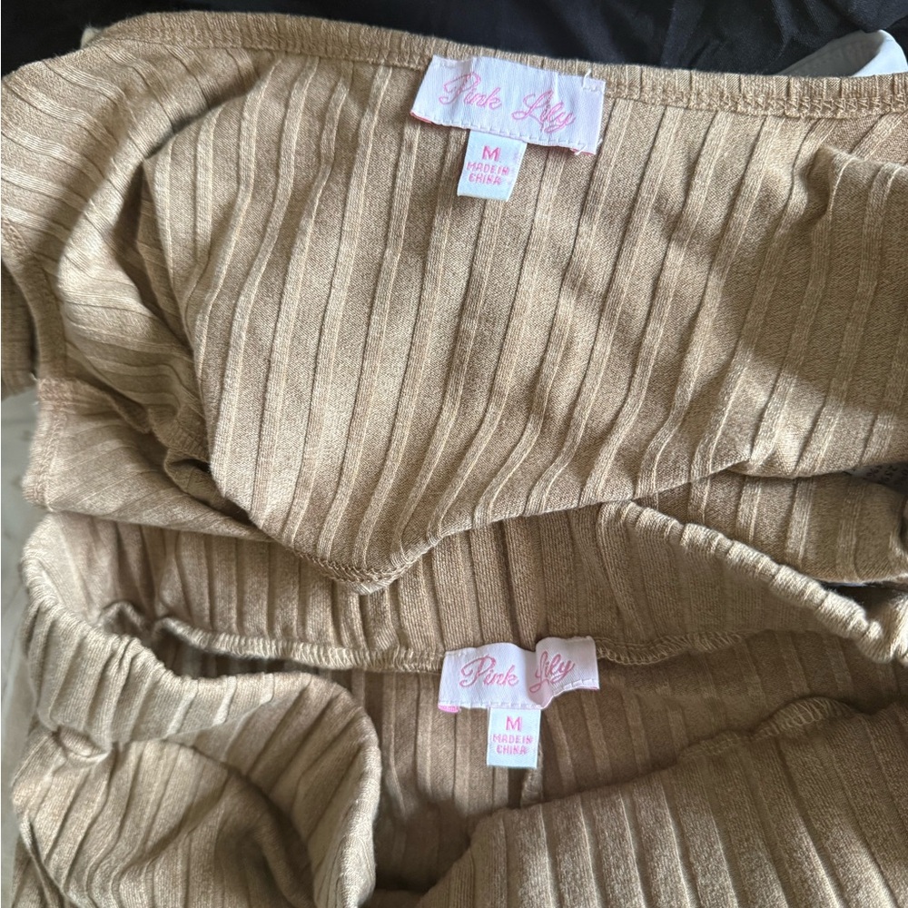 Pink Lily Camel Ribbed Pant Set - Picture 4 of 4